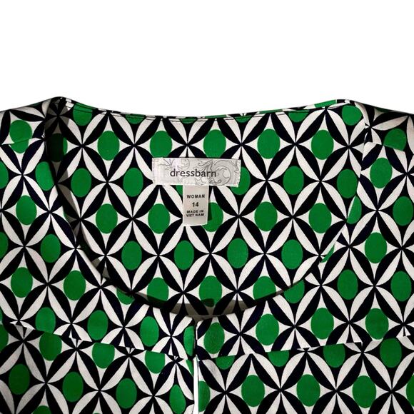 NWT Dressbarn Women's Open Lined Cropped Blazer Career Green Geometric Size 14 - Picture 6 of 9